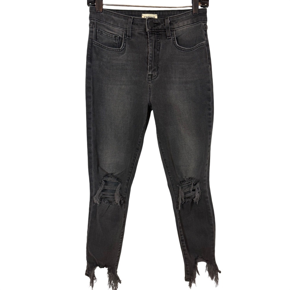L'AGENCE High Line Skinny Jeans Gray Distressed Raw Hem High Rise Women's 27